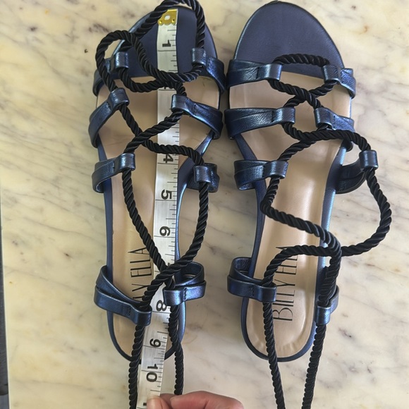 Anthropologie Billy Ella Navy Blue Metallic Sandals - Picture 14 of 14